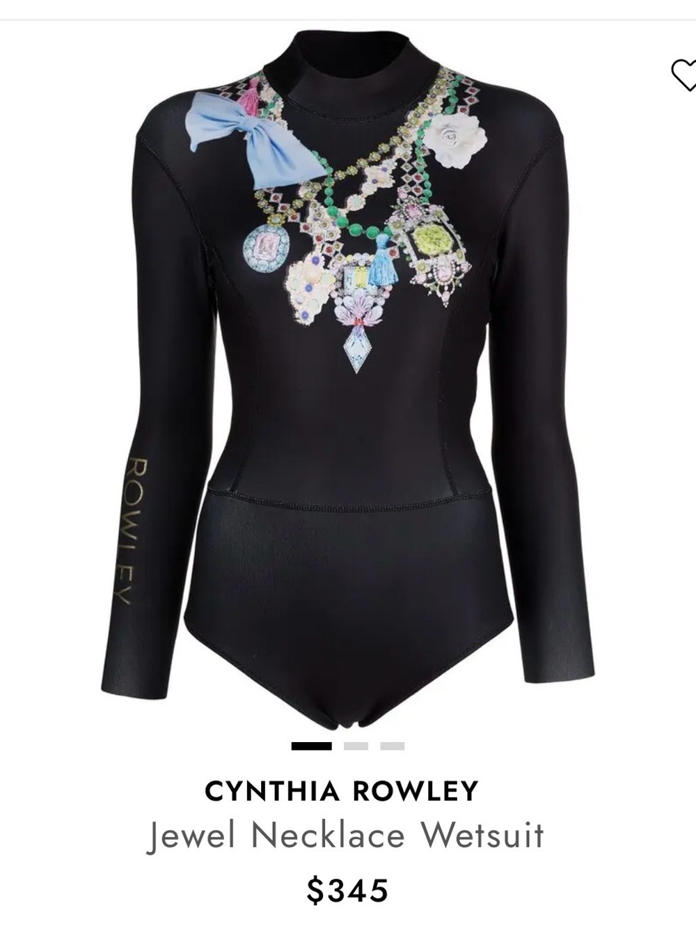 NWT Cynthia Rowley black jewel necklace neoprene wetsuit sz xs $345